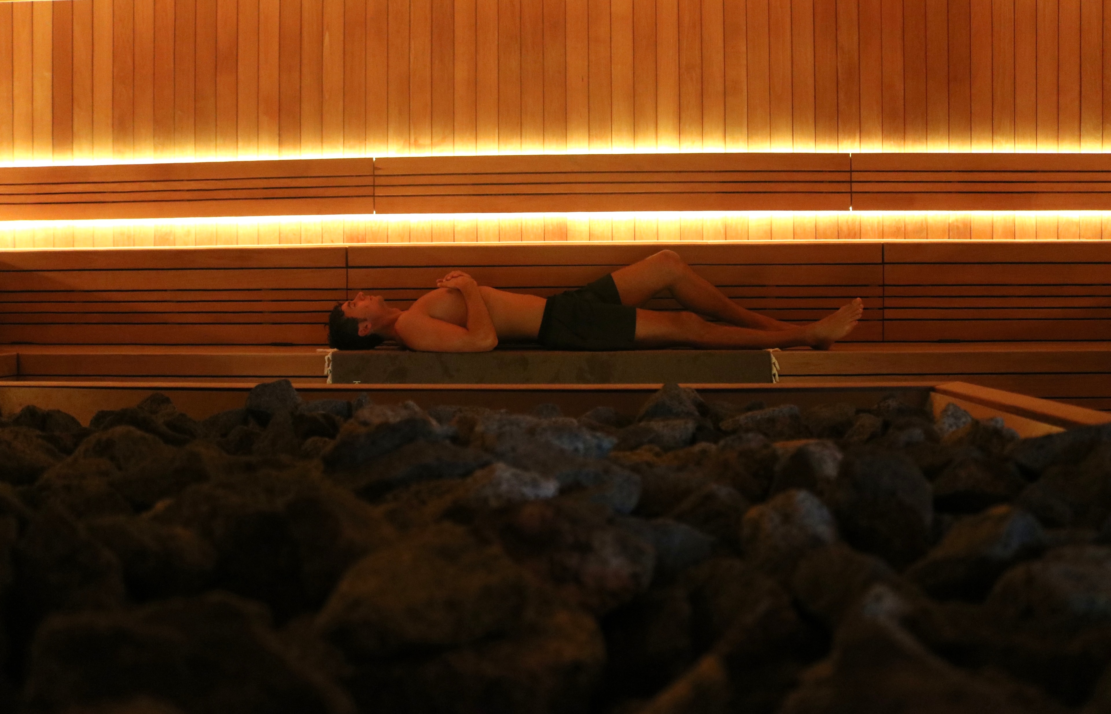 JD in a premium sauna